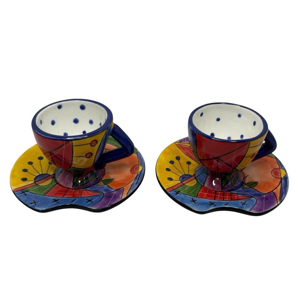Lot of 2 Muzeum Picasso Style Coffee/Tea Cup & Saucer